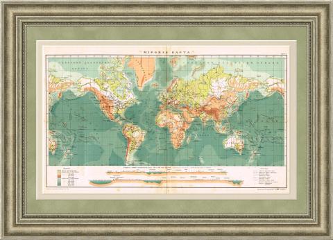 Карта мира с железными дорогами, 1900-е гг.