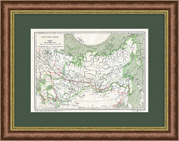 Карта Азиатской России. Транссибирская магистраль, 1909 год