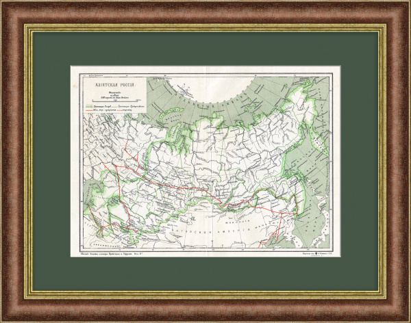 Карта Азиатской России. Транссибирская магистраль, 1909 год