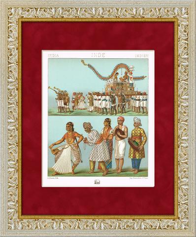 Индия: костюмы и традиции, старинная литография, кон. 19 в.