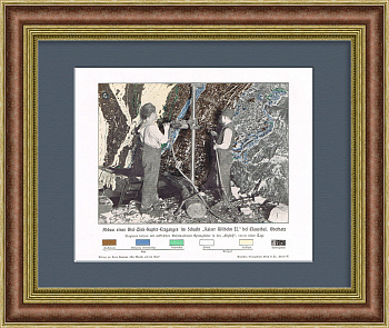 Разработка свинцовой и медной жилы в шахте. Редкая литография, сигнальный экземпляр