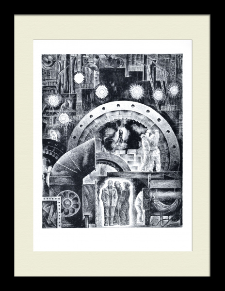 Строительство горно-обогатительного комбината. Советская, авторская литография