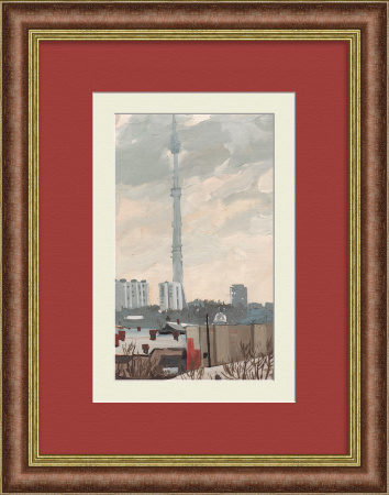 Останкинская телебашня, Москва. Старинная, авторская графика