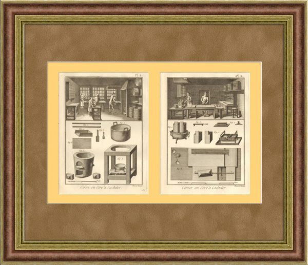 Изготовление свечей в двух гравюрах, 1770-е