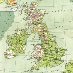 Англия (Великобритания и Ирландия), старинная карта, 1900-е гг.