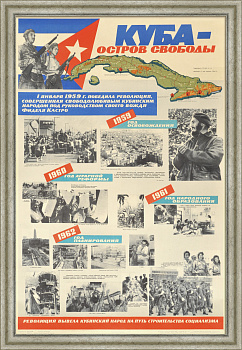 Куба – Остров Свободы! Редкий, советский крупноформатный плакат