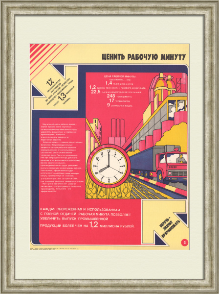 Ценить каждую рабочую минуту! Советский, агитационный плакат