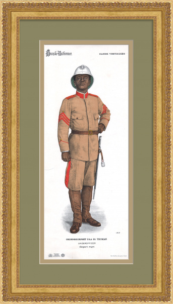 Датская Вест-Индия, королевская милиция. Униформа старшего сержанта. Старинная хромолитография