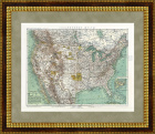 Антикварная подробная карта США, кабинетный формат