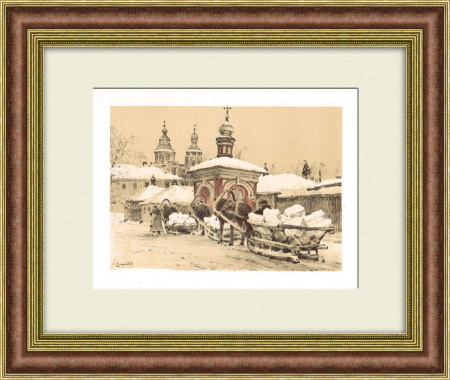 Часовня Иоанна Воина на Якиманке. Антикварная литография 1922 года
