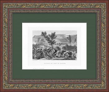 Сражение на Черной речке, Крымская война. Антикварная гравюра