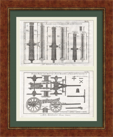 Артиллерийские орудия. Уникальные, старинные гравюры 18 века