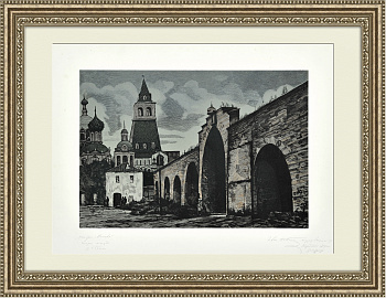 Китай-город и Проломные ворота. Раритетная гравюра И. Павлова, 1944 г.