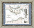 Гибралтарский пролив, старинная карта 1870 года