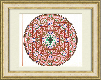 Монгольский орнамент. Литография с золотой краской