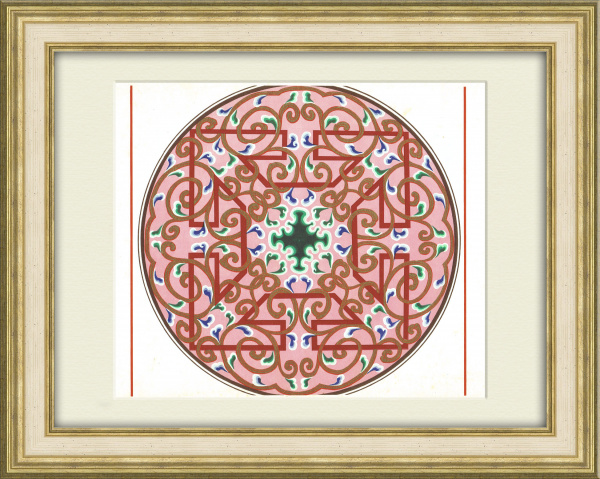 Монгольский орнамент. Литография с золотой краской