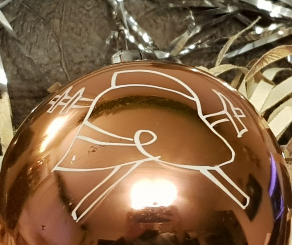 новогодний шар пожарник, ручная роспись. редкий и красивый!