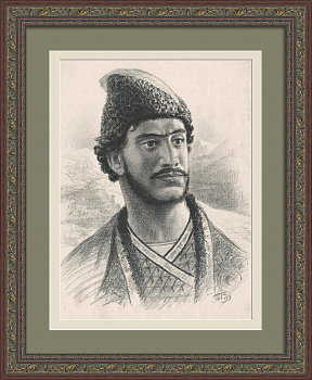 Шота Руставели – грузинский поэт. Старинная автолитография