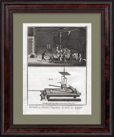 Производство листового стекла. Уникальная старинная гравюра 18 века