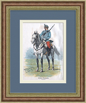 Армия Франции 19 века, гусар. Старинная гравюра