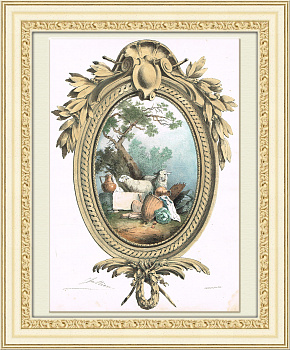 Овцы, старинная литография