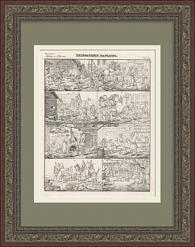 Забавы и быт русских крестьян. Уникальная, старинная гравюра Забавы и быт русских крестьян. Уникальная, старинная гравюра