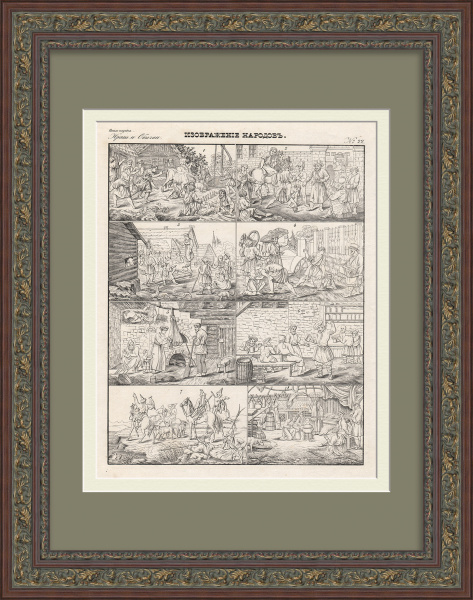 Забавы и быт русских крестьян. Уникальная, старинная гравюра Забавы и быт русских крестьян. Уникальная, старинная гравюра