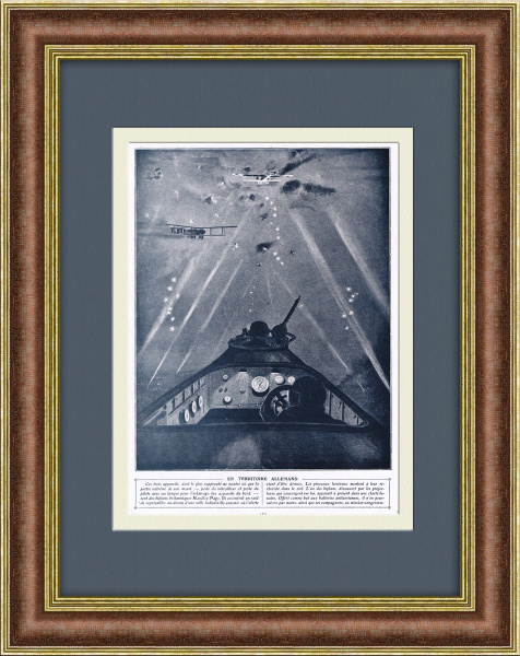 Ночной полет на военном биплане, Первая мировая. Старинная фототипия