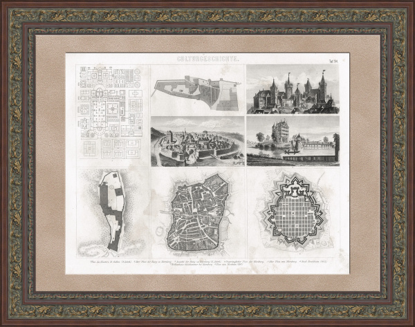 Города и замки Западной Европы, старинная гравюра 19 века Города и замки Западной Европы, старинная гравюра 19 века