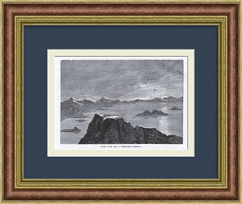 Озеро Большой Вудъявр среди Хибин, Мурманская область. Старинная гравюра