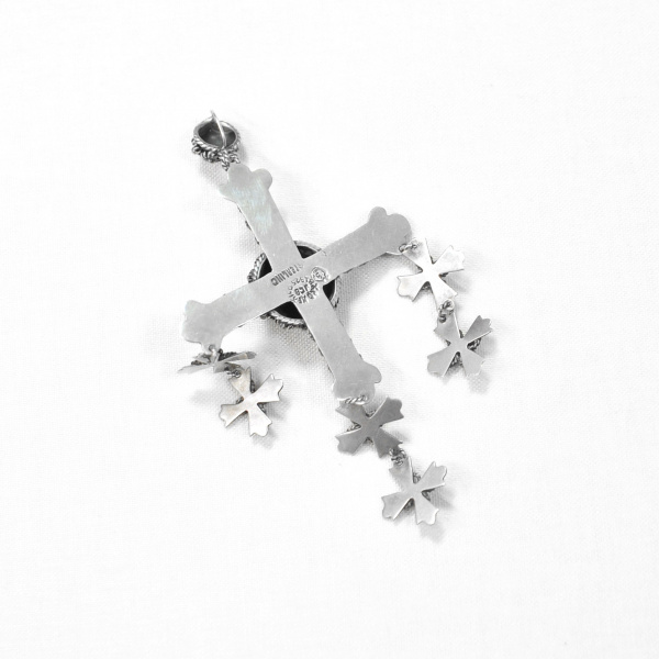 роскошный мексиканский крест с тигровым глазом. антикварная подвеска