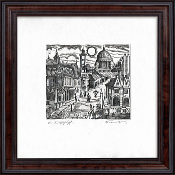 Коломна - исторический район Санкт-Петербурга. Авторская гравюра