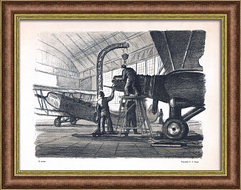 Авиастроение в СССР. Редкая, старинная литография