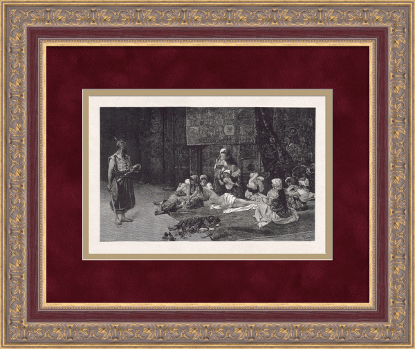 Военные трофеи. В гареме. Старинная ксилография