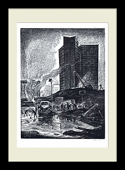 Стройка у здания СЭВ. Арбат , Москва. Авторская гравюра Стройка у здания СЭВ. Арбат , Москва. Авторская гравюра