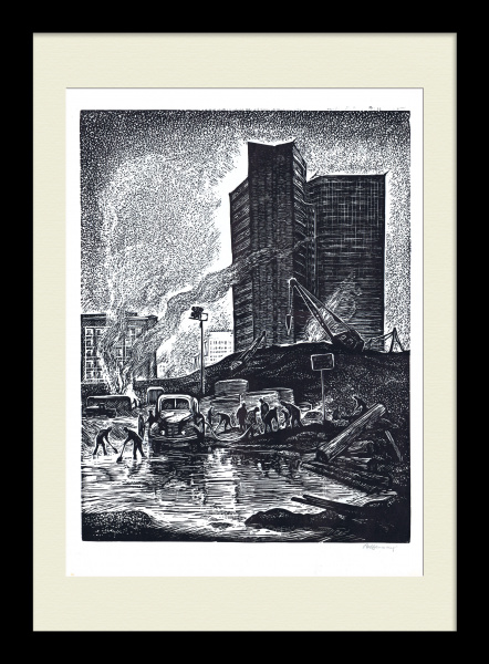 Стройка у здания СЭВ. Арбат , Москва. Авторская гравюра Стройка у здания СЭВ. Арбат , Москва. Авторская гравюра