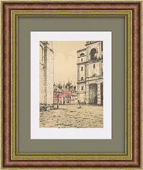 Соборная площадь Московского Кремля. Антикварная литография Соборная площадь Московского Кремля. Антикварная литография