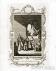 Дунстан и король Англии Эдвиг, оригинальная гравюра 1794 года