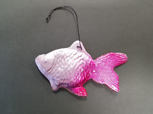 Рыбка золотая, винтажная игрушка СССР из картона