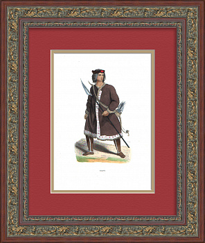 Якут в национальном костюме. Редкая, старинная гравюра