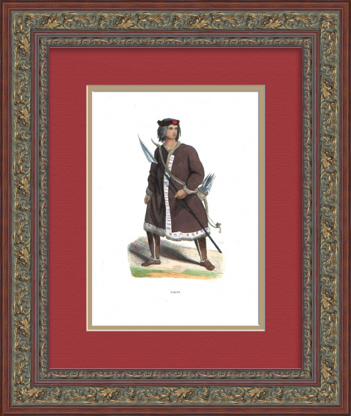 Якут в национальном костюме. Редкая, старинная гравюра