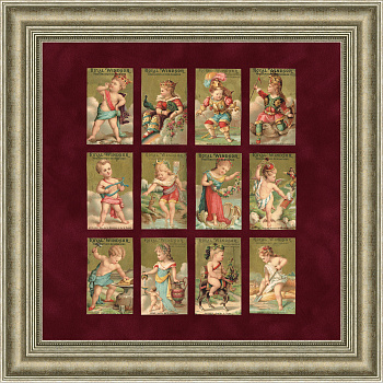 Античные боги, старинные сувенирные карточки в раме