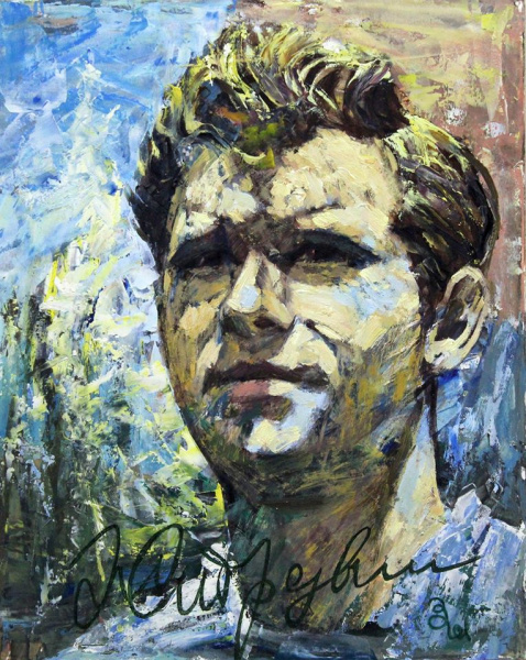 Чемпион СССР Эдуард Стрельцов, портрет футболиста. Современная живопись