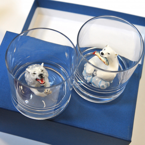 Набор бокалов для виски тет-а-тет. Белый медведь и волк Спорт, охота, рыбалка набор бокалов для виски тет-а-тет. белый медведь и волк