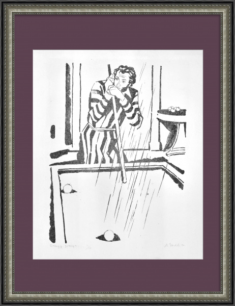 Дождь, Пушкин играет в бильярд. Авторская графика