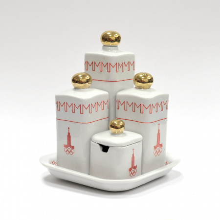 Редкий набор для специй. Олимпиада-80, советский фарфор