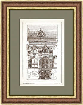 Московская городская Дума, эскиз фасада проекта А.И. Резанова. Антикварная литография Московская городская Дума, эскиз фасада проекта А.И. Резанова. Антикварная литография