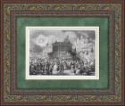 Праздник в Амстердаме. Антикварная гравюра 1857 года