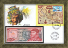 Мексика: купюра, конверт, марки со спец. гашением. Коллекционный выпуск