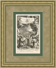 Миропомазание первого царя израильского царства, редкая гравюра 1701 года